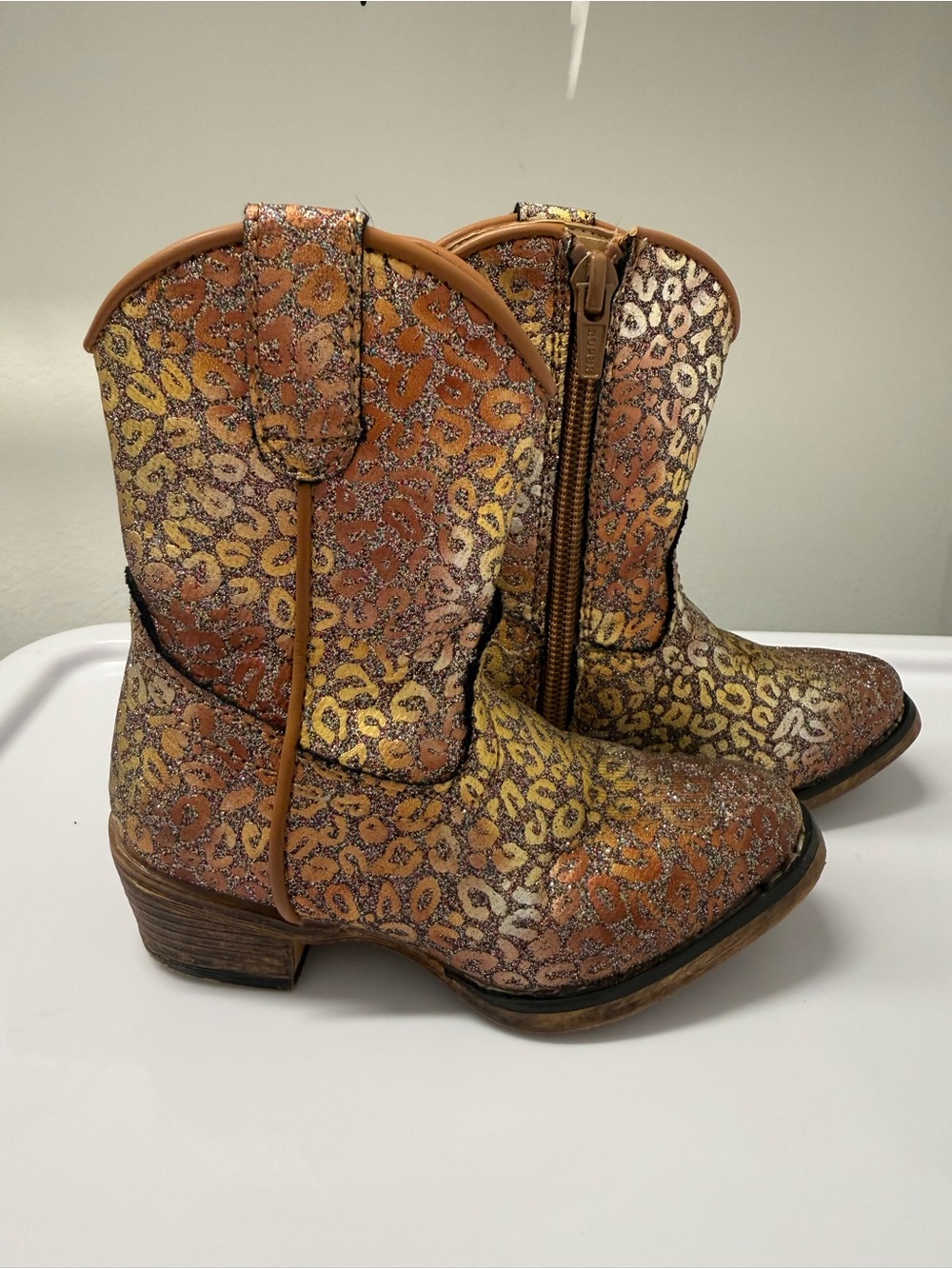 Roper Kids Leopard Print Cowboy Boots